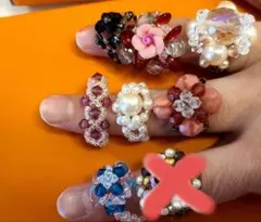 指輪　ビーズ　手作り