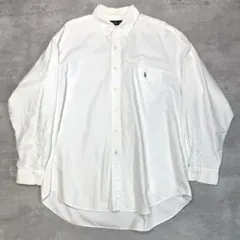 レア 90s ラルフローレン ビッグシャツ ホワイト オックスフォードXL