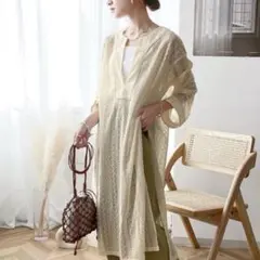 クラシカルエルフ　サイドスリットカフタンワンピース　総レース