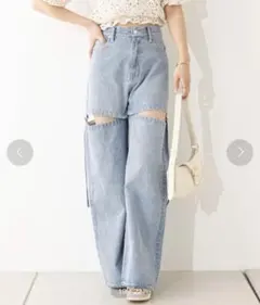 ★最終値下げ★chico チコ　サイドベルトスリットデニムパンツ