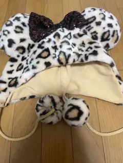 ヒョウ柄ファーキャップ　ディズニー
