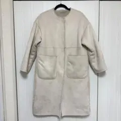 ZARA リバーシブル ボア ロングコート アイボリー