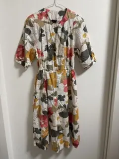 花柄 ロングワンピース 五分袖