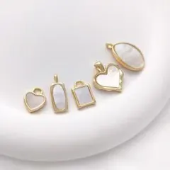 天然白蝶貝 14KGF チャーム カン付き ハンドメイド 素材 1個 シェル