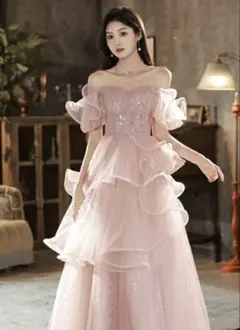 カラードレス ロングドレス ピンク