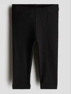 H&M ベビー 70サイズ コットンリブレギンス 2枚セット ブラック グレー