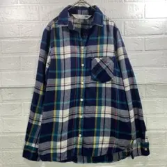 オールドネイビー　OLD NAVY シャツ　チェック柄　ネイビー系　メンズ　S