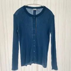 IÉNA リブ編み 長袖カーディガン 青