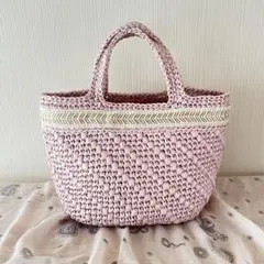 Sakura桜モチーフ薄いピンク♡カゴバッグ♡ショルダー可♡新品