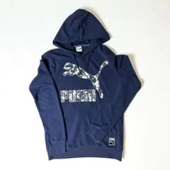 PUMA ネイビー フード付きパーカー M