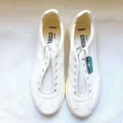 【新品】ASAHI チェックホワイト スニーカー ホワイト24.5EE男女兼用