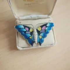昭和レトロ　七宝焼　蝶のブローチ