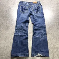 00s【archive】flare denim pants/Y2K/刺繍/鬼ヒゲ