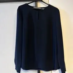 【美品】UNTITLED 長袖 プルオーバー カットソー ブラウス ネイビー　M