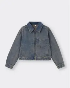 デニムジップアップブルゾン GU ブルー