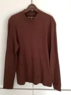 Eddie Bauer モックネック長袖カットソー ブラウンM エディーバウアー