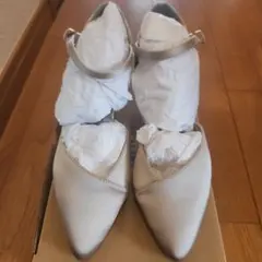 ベージュ レース ハイヒール ポインテッドトゥ