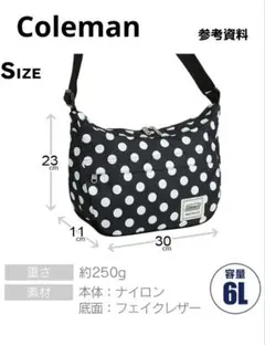 Coleman ショルダーバッグ ドット柄 ブラック