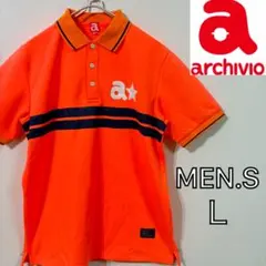 【archivio】美品　半袖ポロシャツ　メンズＬ　ゴルフ　アルチビオ　オレンジのサムネイル