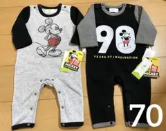 Disney ミッキー カバーオール　2枚セット　新品　サイズ70 ロンパース①