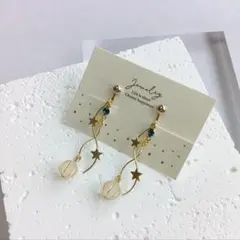 スタースティックとアンティーク調ビーズのイヤリング　ピアス＊ハンドメイド