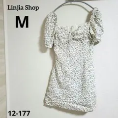 Linjia Shop【M】フラワープリント ミニワンピース　チュニック
