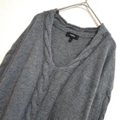 Theory セオリー ウール カシミヤ ニット ケーブル編み グレー S