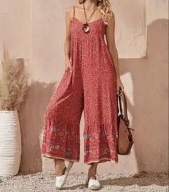 EMERY ROSE 小花柄ワイ ドレッグ オールインワンスリップ