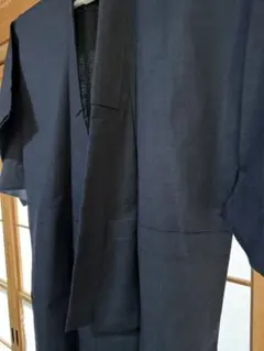 男物　アンサンブル　ダークブルー 着物 羽織セット