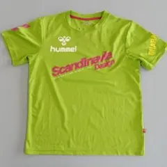 2512-5　hummel メンズシャツ Mサイズ 蛍光グリーン