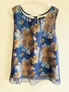 美品　riendaリエンダ◇花柄 ノースリーブ シフォン(F)ネイビーのサムネイル