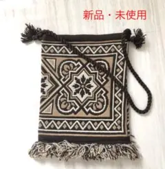 【ハワイアンキルト柄】未使用 茶色 ショルダーバック