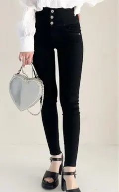 【Heather】美品 ヘザー ISKO スキニー ストレッチ ブラック XS