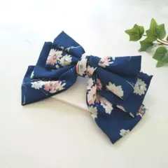 シフォン♡花柄♡リボン バレッタ