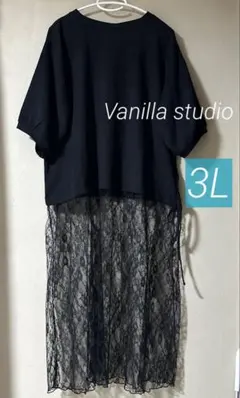 新品 裾レースコンビワンピース◆３L◆Vanilla studio大きいサイズ