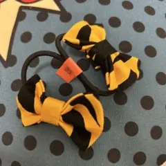 同梱無料！節分などに♡ポイント消費！リボン型ヘアゴム 黒と黄色 2個セット