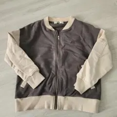 M.P.S. ジップアップパーカー 120サイズ グレー/ベージュ ラグラン