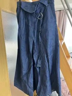 シューラルー レディース ガウチョパンツ スカート デニム ブルー