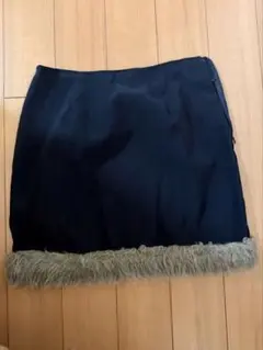 フリンジ付き　ブラック　ミニスカート　スカート　冬スカート　ミニ　ギャル