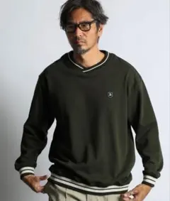 【美品】DUFFER カレッジ Vネック スウェット グリーンのサムネイル