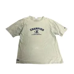 90s champion プリントTシャツ　カーキ　XL 古着　8Sa