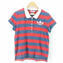 adidas 692 半袖 ポロシャツ レッド×ブルー Fサイズ レディースのサムネイル