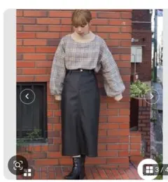 tiptop　グレー系チェック タートルネック ニット