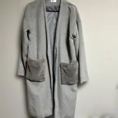 ARROW ロングコート グレー ファーポケット M