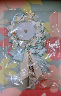 痛ロゼット 水色 58-65mm対応 缶バッジ