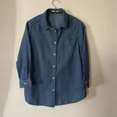 earth music&ecology デニムブルー 七分袖シャツ M