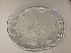 クリスマス　もみの木　柄　透明ガラス皿のサムネイル