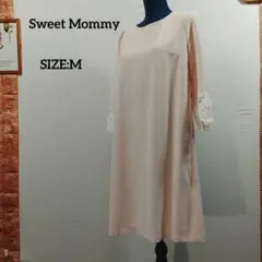 Sweet Mommy ひざ丈ワンピース ピンク レース袖 Mのサムネイル