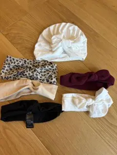 ベビー　H&M リボン付き ヘアバンド　ターバン6点セット　レオパード