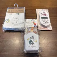 MOOMIN かや生地ふきん３枚&冷蔵庫ドアポケット収納&キッチンタイマーセット